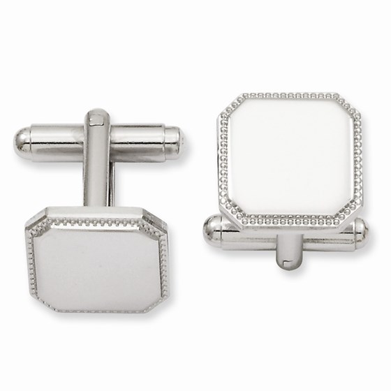 Rhodium Plated Square Beaded Cuff Links Rhodium Plated Square Beaded Cuff Links